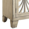 Console Table with 2 Glass Doors and Floral Motif, Antique White