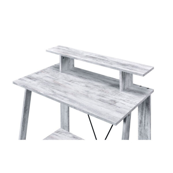 Writing Desk with V Shaped Frame, Antique White and Black