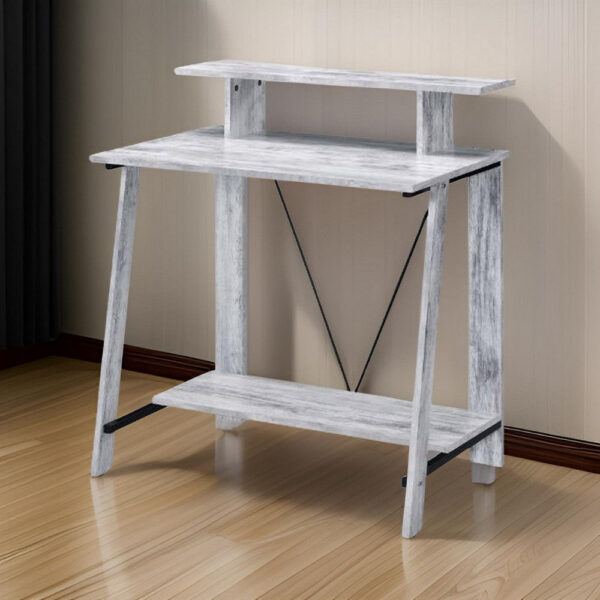 Writing Desk with V Shaped Frame, Antique White and Black