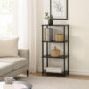 Bookshelf with Black Metal Frame, Black