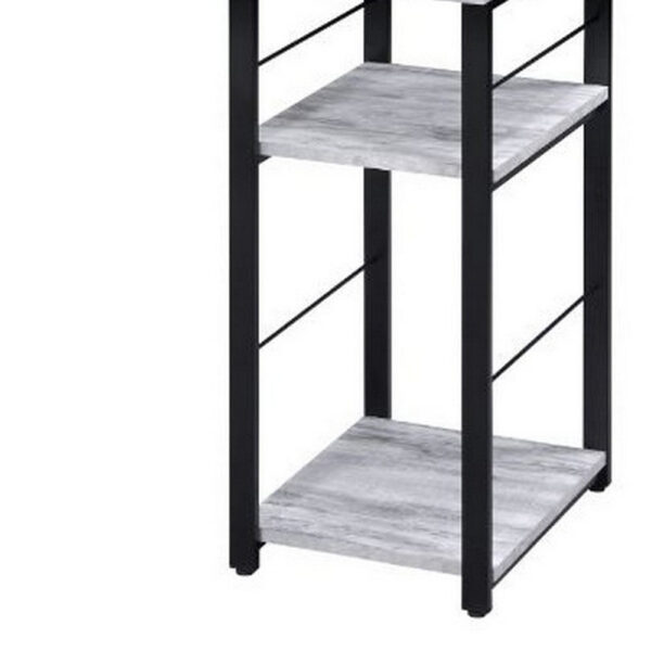 Writing Desk with Rustic Wood Finish, Antique White and Black