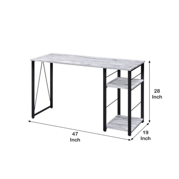 Writing Desk with Rustic Wood Finish, Antique White and Black