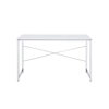 Writing Desk with X Shaped Cross Bar and Chrome Finish, White