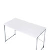 Writing Desk with X Shaped Cross Bar and Chrome Finish, White