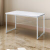 Writing Desk with X Shaped Cross Bar and Chrome Finish, White