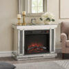 Electric Fireplace with Mirror Panel Framing and Faux Diamonds, Silver