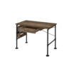 Writing Desk with Industrial Style and 3 Tier Sleek Side Shelves, Oak Brown