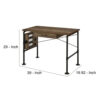 Writing Desk with Industrial Style and 3 Tier Sleek Side Shelves, Oak Brown