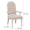 Arm Chair with Padded Seat and Button Tufts, Set of 2, Beige