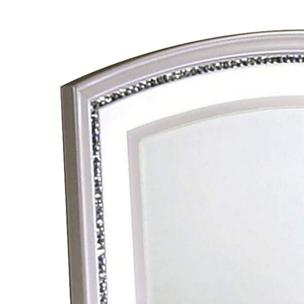 Wall Mirror with LED light and Crystal Accents, White