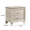 Nightstand with Textured 2 Drawers and Acrylic Legs, Pearl White