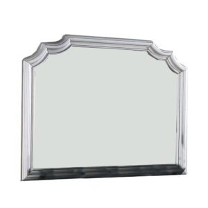 Mirror with Scooped Corner and Molded Detail, Silver