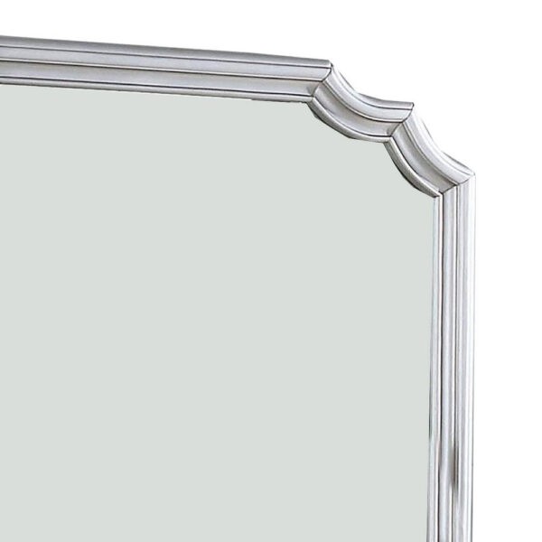 Mirror with Scooped Corner and Molded Detail, Silver