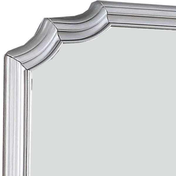 Mirror with Scooped Corner and Molded Detail, Silver