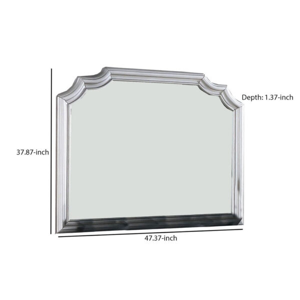 Mirror with Scooped Corner and Molded Detail, Silver