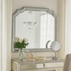 Mirror with Scooped Corner and Molded Detail, Silver