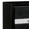 Nightstand with Silver Trim Accent and 1 Jewelry Drawer, Black