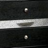 Nightstand with Silver Trim Accent and 1 Jewelry Drawer, Black