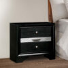 Nightstand with Silver Trim Accent and 1 Jewelry Drawer, Black