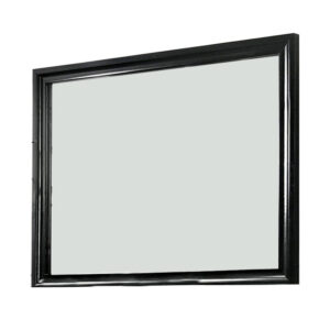 Mirror with Wooden Frame and Molded Detail, Black