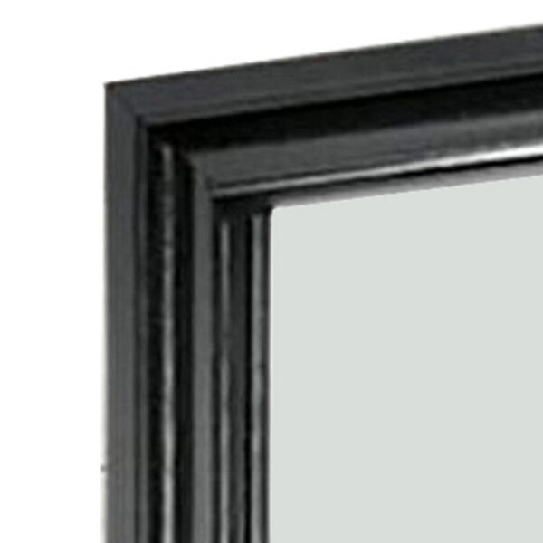 Mirror with Wooden Frame and Molded Detail, Black