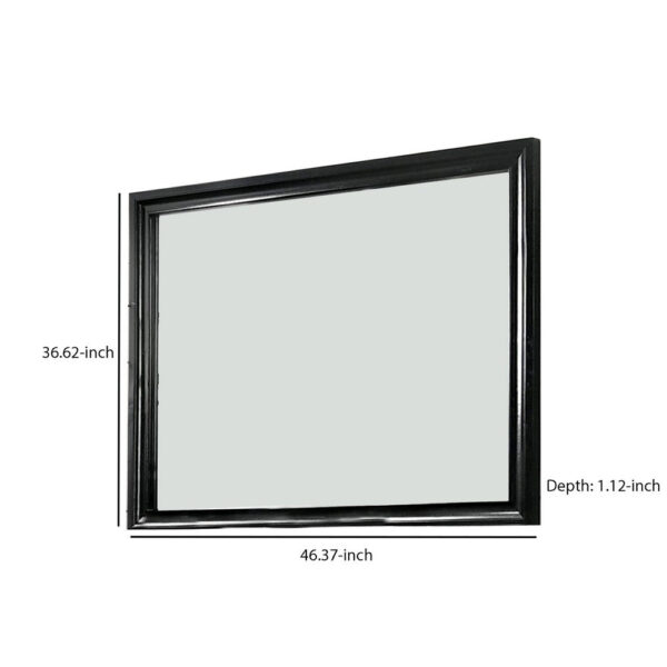 Mirror with Wooden Frame and Molded Detail, Black