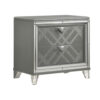 Nightstand with Embossed Pattern and Acrylic Legs, Gray
