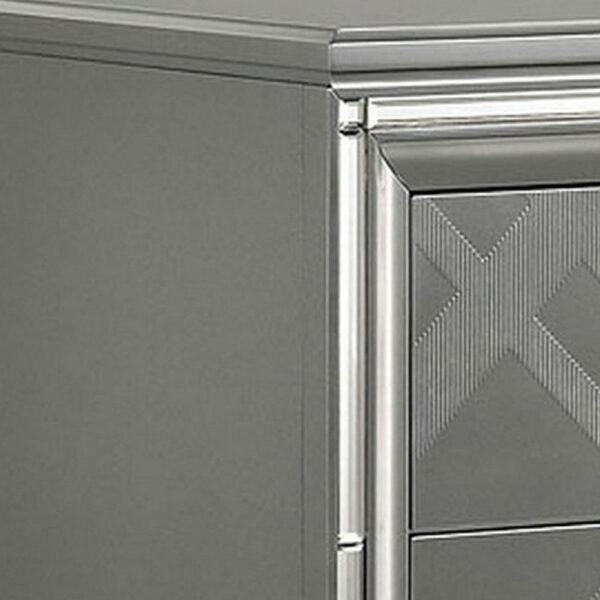 Nightstand with Embossed Pattern and Acrylic Legs, Gray