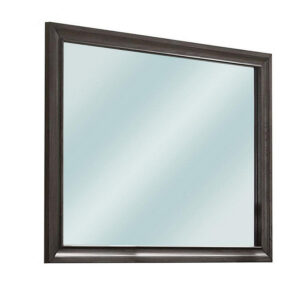 Mirror with Wooden Frame and Molded Detail, Dark Gray