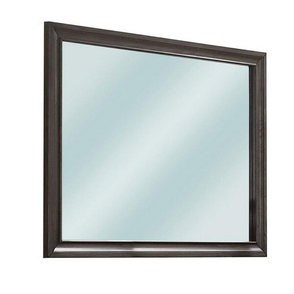Mirror with Wooden Frame and Molded Detail, Dark Gray