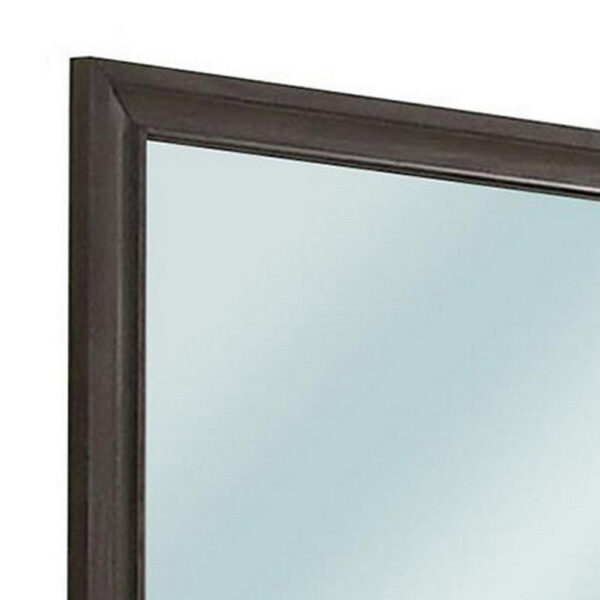 Mirror with Wooden Frame and Molded Detail, Dark Gray