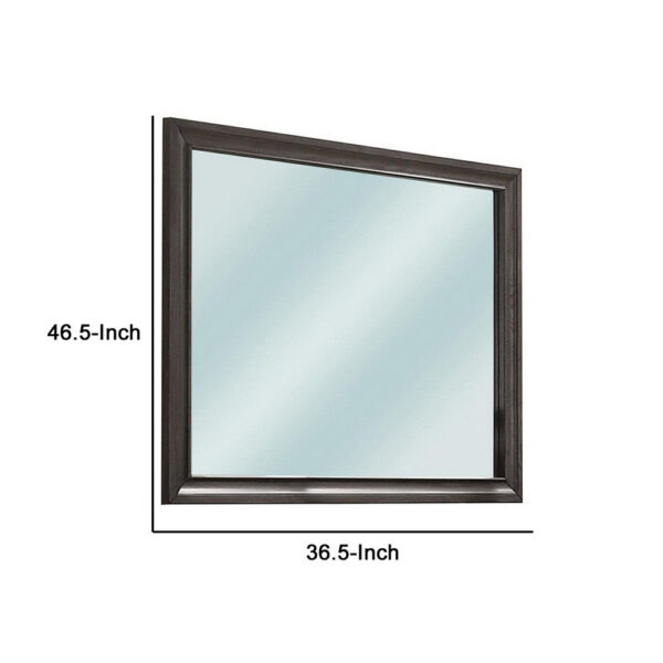 Mirror with Wooden Frame and Molded Detail, Dark Gray