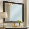 Mirror with Wooden Frame and Molded Detail, Dark Gray