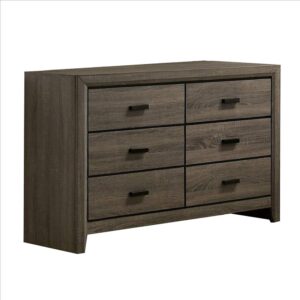 Dresser with Black Rectangular Pulls, Gray