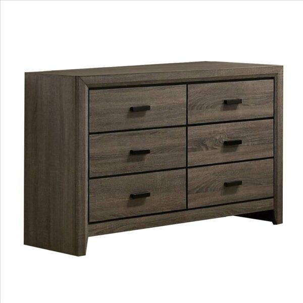 Dresser with Black Rectangular Pulls, Gray