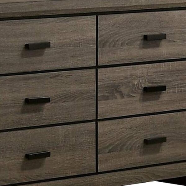 Dresser with Black Rectangular Pulls, Gray