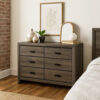 Dresser with Black Rectangular Pulls, Gray