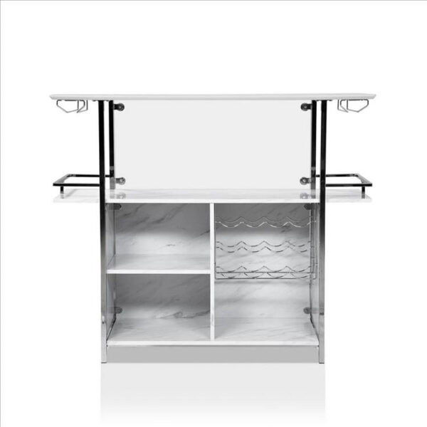 15022026699173f81a281.jpeg Bar Table with Faux Marble and Chrome Finish, White and Silver