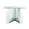 Console Table with Mirrored V Shaped Base, Silver