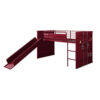Twin Loft Bed with Metal Frame and Slide, Red