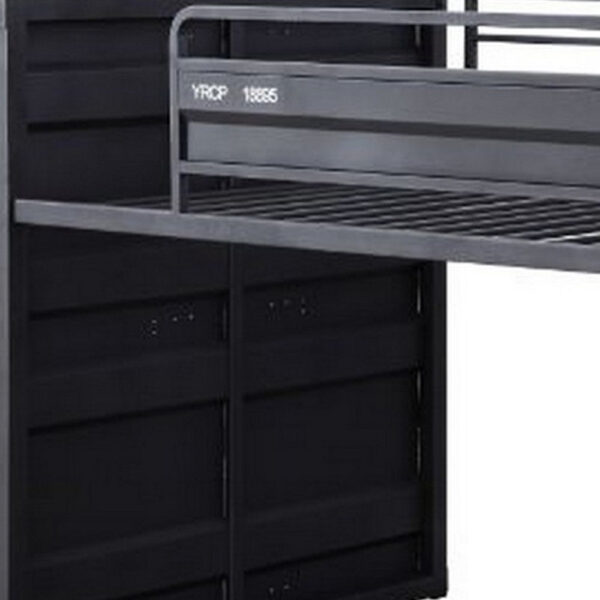 Twin Loft Bed with Metal Frame and Slide, Gray