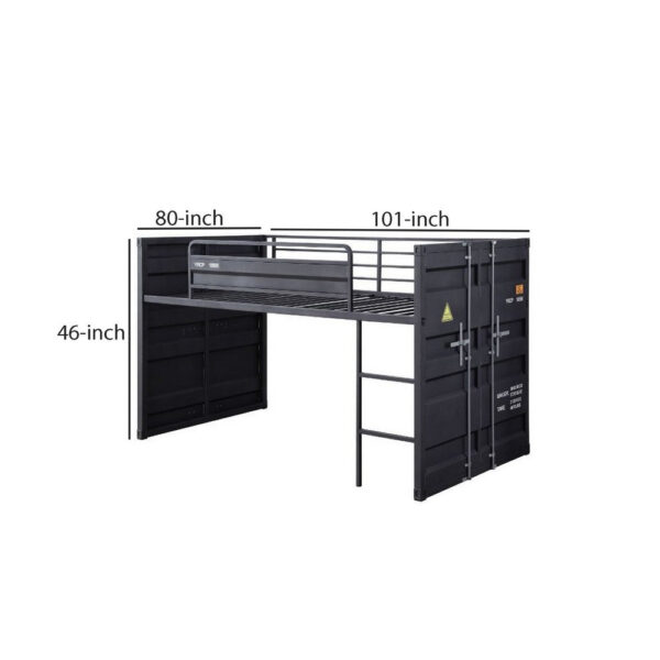 Twin Loft Bed with Metal Frame and Slide, Gray