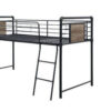 Twin Loft Bed with Tubular Metal Frame and Slide, Dark Bronze