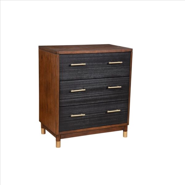 15022026699174704b57c.jpeg Chest with 3 Drawers and Round Legs, Brown and Black