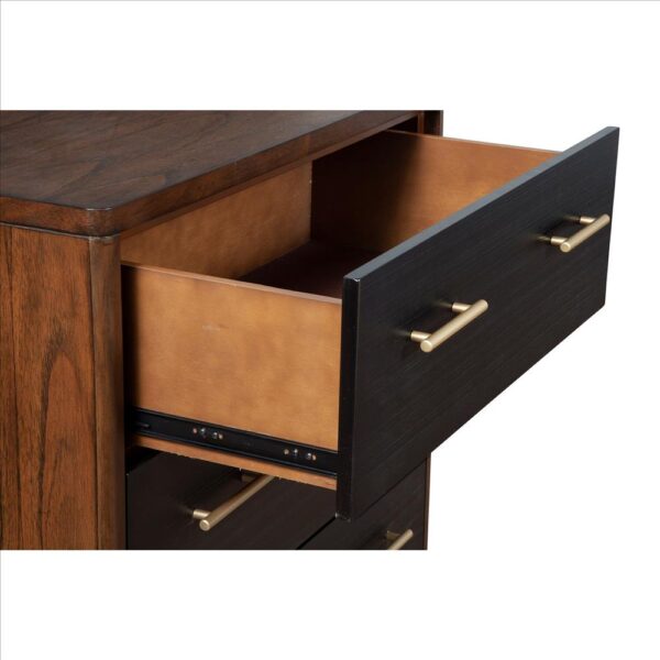 1502202669917473990cb.jpeg Chest with 3 Drawers and Round Legs, Brown and Black