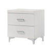 Nightstand with 2 Drawers and Bar Handle, White
