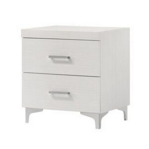 Nightstand with 2 Drawers and Bar Handle, White