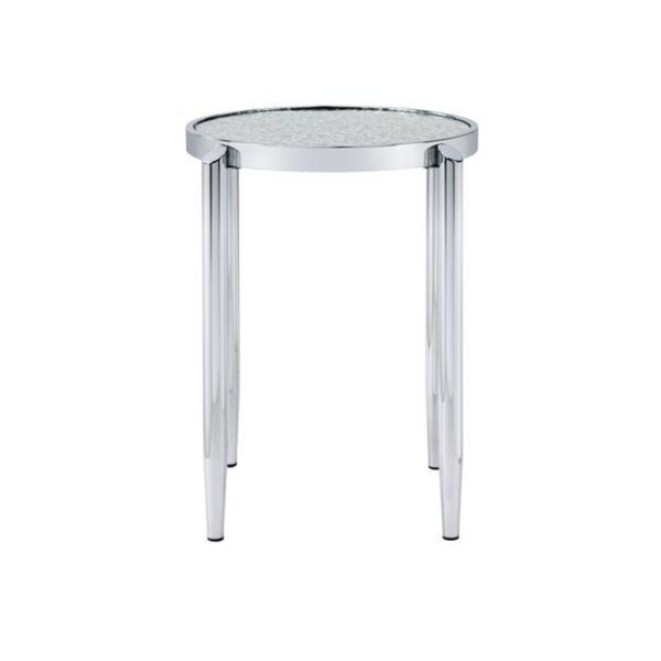 End Table with Tubular Rounded Legs and Frosted Glass Top, Silver