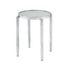 End Table with Tubular Rounded Legs and Frosted Glass Top, Silver