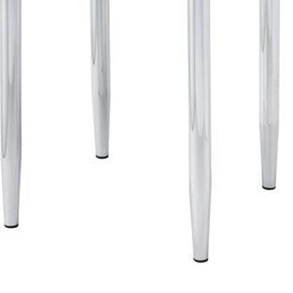 End Table with Tubular Rounded Legs and Frosted Glass Top, Silver